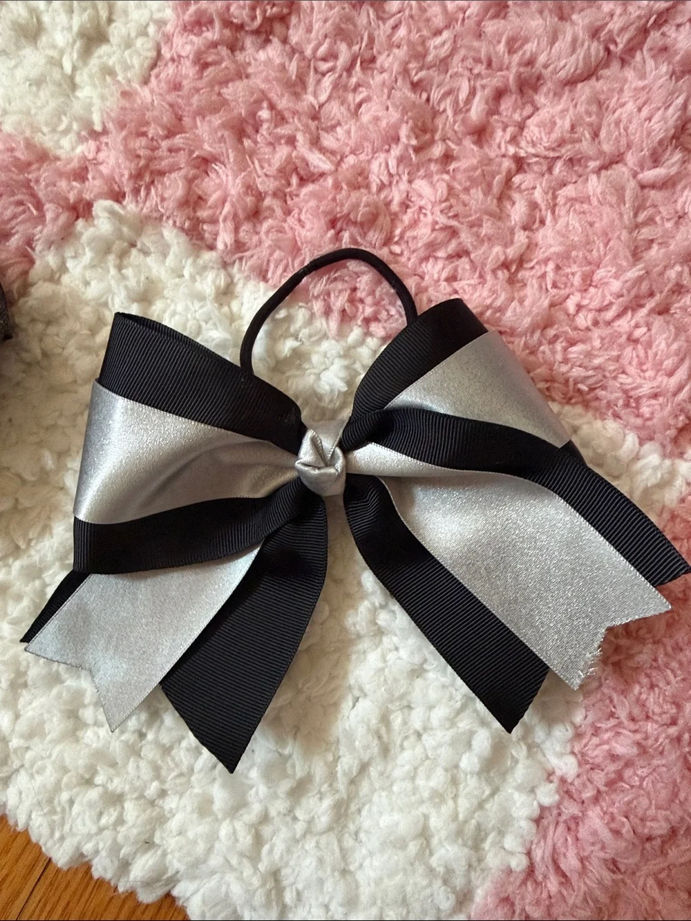 Set of 3 Decorative Hair Bows - Silver & Black, Glitter Black, Gold